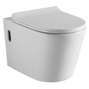 Modern Ceramic Back To Wall Mounted Hanging Wc Water Closet Bathroom Hotel Rimless Wall Hung Toilet
