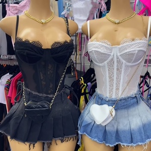 Nouveau débardeur court sexy en dentelle transparente à fines bretelles pour femme – Collection été - Product Image 3