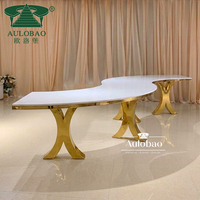 Table de salle à manger ronde moderne en acier inoxydable avec plateau en MDF blanc pour hôtel et banquet, vente en gros