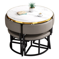 Ensemble de table à manger ronde moderne, style sud-américain, chaise en acier carbone, gain de place, pour la maison, la chambre, le salon ou le restaurant