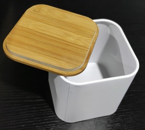 Boîte à pain en métal avec revêtement coloré, boîte à thé, café et sucre avec couvercle en bambou - Product Image 4