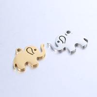 Pendentif DIY en forme d'éléphant mignon, en acier inoxydable poli miroir