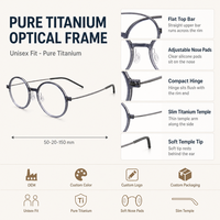 Monture de lunettes classique en titane pour adultes, lunettes de lecture anti-lumière bleue avec étuis à lunettes.