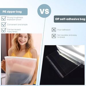 Tùy chỉnh Matte / Frosted LDPE nhựa bao bì Dây Kéo Túi t Áo sơ mi đồ bơi Zip khóa Quần áo túi - Product Image 6