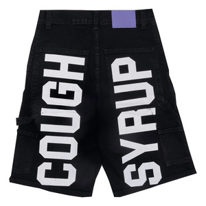 Shorts en jean streetwear pour hommes avec impression de lettres 'THAT'S A AWFUL LOT OF COUGH SYRUP', style Hip Hop, coupe ample - Product Image 4