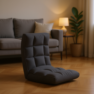 Chaise Longue Pieghevole in Poliestere Grigio Scuro con Imbottitura in Schiuma, Design Moderno, Stile Contemporaneo, Arredamento per Soggiorno - Product Image 2