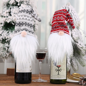 Handmade Santa Claus Bottle Bags With Drawstring Style Holiday Home Decorations Gift <b>Christmas</b> Wine Bottle Cover - Product Image 1