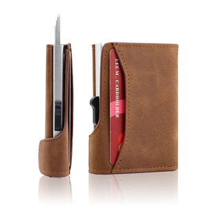 Portafoglio Minimalista in Pelle PU e Metallo con Apertura a Scatto, Porta <span class=keywords><strong>Carte</strong></span> RFID e Porta Contanti per Uomo - Product Image 2