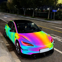 Film Caméléon Arc-en-ciel Coloré Prisme PET Vinyle Holographique Film de Recouvrement pour Voiture Décoration de Carrosserie Arc-en-ciel Autocollant Chrome Décalcomanie