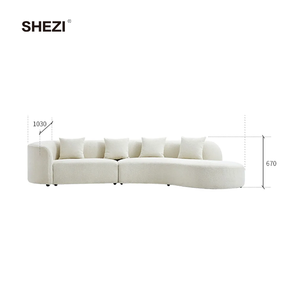 أريكة SHEZI العصرية المستديرة الناعمة، كنبة بسيطة بتصميم بسيط، أريكة قماشية بيضاء فاخرة بتصميم خاص - Product Image 6
