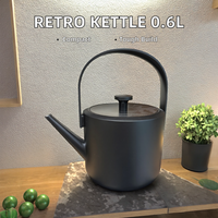 Bouilloire électrique rétro japonaise 0,6 L, en acier inoxydable portable, pour thé et café, sans fil, avec fonction 'garder au chaud', contrôle numérique, pour la maison, le camping-car, la voiture