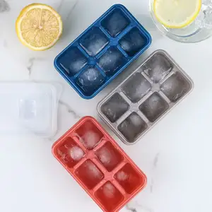 1 429 facile da lavare per uso alimentare Mini scatola di ghiaccio quadrata 6 griglie in plastica autosigillante per cubetti di ghiaccio