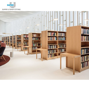Modern Library Book Shelves Custom Wooden Bookstore Display Furniture Wood Cabinet Shelf Stand for Library Interior Design
