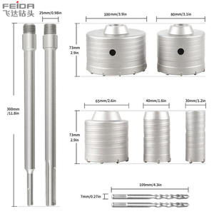 Juego de 9 Brocas de Corona TCT Feida, Cortador de Hormigón Hueco para Paredes, Ladrillos, Bloques, Cemento, Aluminio, Caja para Yeso, Tuberías y Azulejos - Product Image 2