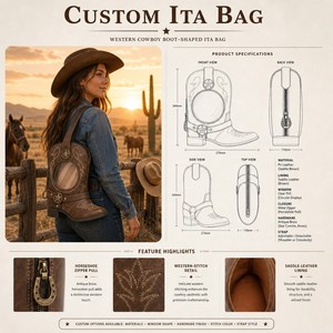 Mochila Ita <span class=keywords><strong>de</strong></span> Estilo Vaquero con Botas, Estrellas y Remaches, Costuras Blancas <span class=keywords><strong>de</strong></span> Estilo Western, Rústica, Campestre, Texana, Vintage, Bolso <span class=keywords><strong>de</strong></span> Hombro - Product Image 3