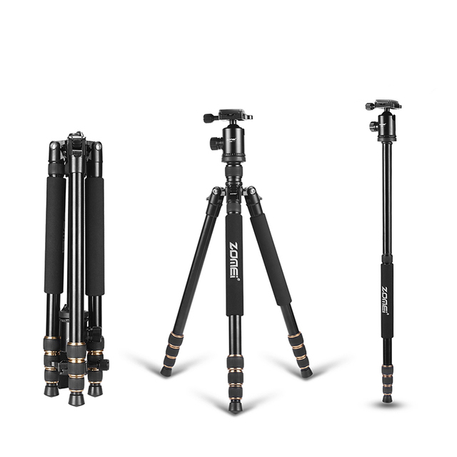 Zomei Professional Compact Aluminum Alloy Tripod 360 Rotatable Center Column Travel Photography Monopod Flexible Waterproof