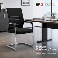 Chaise de réunion professionnelle avec accoudoirs fixes et base chromée pour usage de bureau