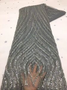 Nuovo arrivo del Commercio All'ingrosso Francese tulle ricamato con paillettes in rilievo di tulle del merletto del tessuto Per La Cerimonia Nuziale del Vestito Da Sera - Product Image 5