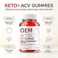 Gummies Keto ACV OEM 1000mg Vinaigre de cidre de pomme Vitamine B6 B12 Complément alimentaire pour la gestion du poids