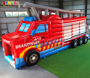 इनडोर आउटडोर पार्टी किराये मनोरंजन इंफ्लेटेबल बाउंस हाउस फायर ट्रक बाउसी कैसल बाधा कोर्स के साथ बाउसी महल - Product Image 2