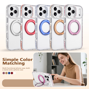 Étui de téléphone de luxe antichoc à rotation <span class=keywords><strong>360</strong></span>° avec anneau de support et charge rapide pour iPhone 17 16 15 14 13 12 11 Pro - Product Image 5