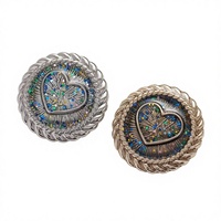 Bouton en métal vintage fait main en aluminium avec poudre dorée et motif cœur, style tweed français, pour manteau/pull/veste, échantillon disponible en 7 jours