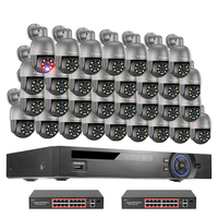 Système de caméra PTZ PoE 32 canaux 5MP 8MP avec détection humaine IA intelligente, audio bidirectionnel, vision nocturne couleur 4K/H.265, surveillance de sécurité sur disque dur