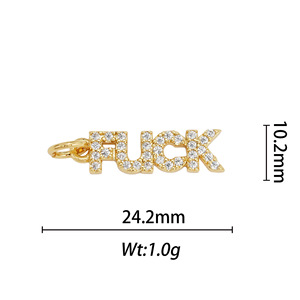 Love Letter Pendant 24.8mm Gold Plated Copper For Necklace Making Jewelry Findings - Product Image 2