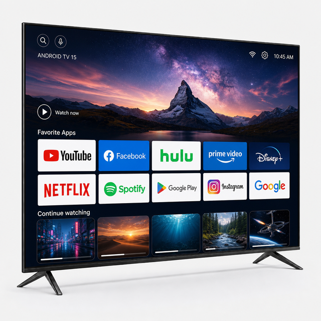 75 Inch 4K UHD Smart TV Android 13/14 Google TV ISDB-Tb Tuner WiFi USB OEM ODM Flat Screen LED Television 4K Resolution Offers U