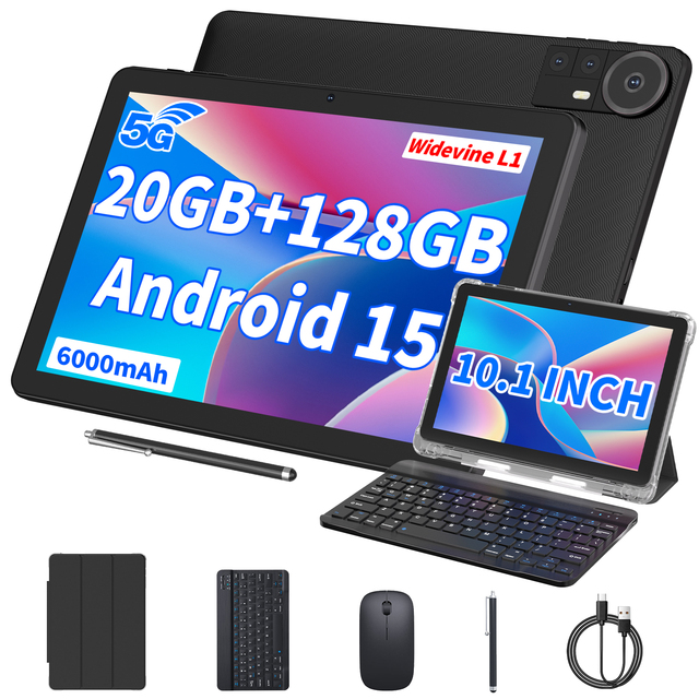 10 Inch  Android Tablet PC 128GB ROM Tablet, 1280 * 800 HD Touch Screen,  2 in 1 Tablets with Keyboard Case Mouse Stylus
