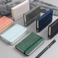 Mini cahier d'école rétro minimaliste portable A7 avec couverture en cuir PU, reliure à fil créatif à couverture rigide