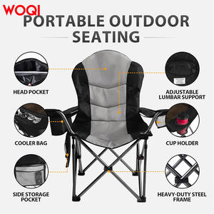 เก้าอี้พับกลางแจ้ง Woqi สีดำ ผ้า Oxford รูปทรงสี่เหลี่ยมผืนผ้า สำหรับสวน พร้อมพนักพิงหลังและช่องใส่แผ่นน้ำแข็ง - Product Image 4