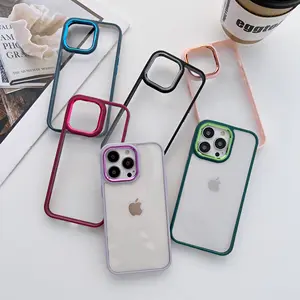 Casing Akrilik Bening HD untuk iPhone 14 13 12 11 Pro Max XR X XS 6 7 8 Plus SE Sampul Keras Bingkai Lembut Tahan Guncangan Warna Jelly Mewah