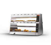 Vitrine chauffante professionnelle W 2X2 en acier inoxydable / Vitrine chauffante électrique en verre pour aliments