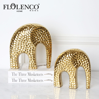 Pièces de décoration pour la maison en céramique, éléphant peint en or de style nordique, ornement d'éléphant pour le salon, accessoires de décoration