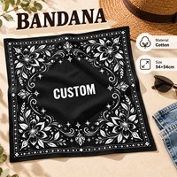 Bandana en coton personnalisé avec design sur mesure, impression simple ou double face, foulard carré multi-usages