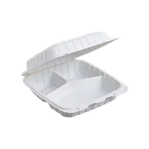 Manufacturer direct eco friendly meal boxes natural mineral filled polypropylene hinged fast food packaging plastic containers