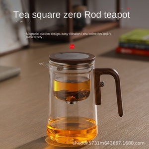 Tetera de Vidrio Resistente al Calor con Tapa de Madera e Infusor, Tetera de Vidrio para Café, Tetera Doméstica - Product Image 5