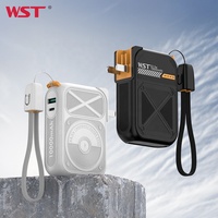 WST Hand Rope Teléfono móvil Powerbank Entrada de CA PD 20W Carga rápida Inalámbrico Magnético 10000mAh Power Bank con cable