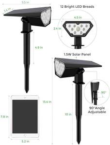 BSV Focos solares Luces de paisaje solares al aire libre 12LED Luz de pared ajustable para patio trasero Árboles Casa Jardín Pasarela - Product Image 2