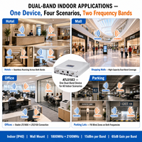 Repetidor Pico de Doble Banda 1800 y 2100MHz, 2 Subbandas 1-30MHz, DCS LTE1800 UMTS LTE2100, 15dBm 65dB, Amplificador de Señal para Montaje en Pared Interior, IP40