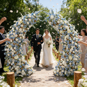 Arco de Flores Artificiales de Seda Azul Realista para Fondo de Boda, Decoración de Ceremonias y Eventos al Aire Libre, Regreso a Clases - Product Image 1