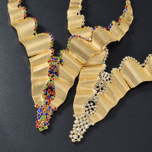 Zircon 14K Gold Plated Copper Alloy Bridal Jewelry <b>Set</b> Classic <b>Necklace</b> <b>Bracelet</b> Ring Earrings for Wedding Party Gifts - Product Image 5