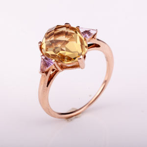 Anillo con incrustaciones de cuarzo ajustable para mujer superventas, joyería de diseño clásico de Plata de Ley de 18 quilates, servicio OEM disponible para fiestas - Product Image 2