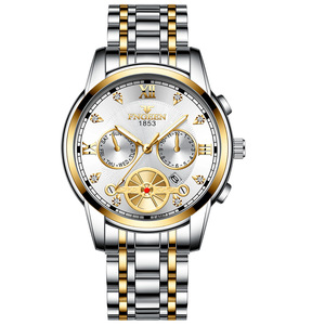 <span class=keywords><strong>Fngeen</strong></span> Reloj de pulsera de cuarzo de lujo para hombre 4567 30M Reloj de negocios de acero dorado resistente al agua con caja Hebilla Cierre Dial Ventana de vidrio - Product Image 3
