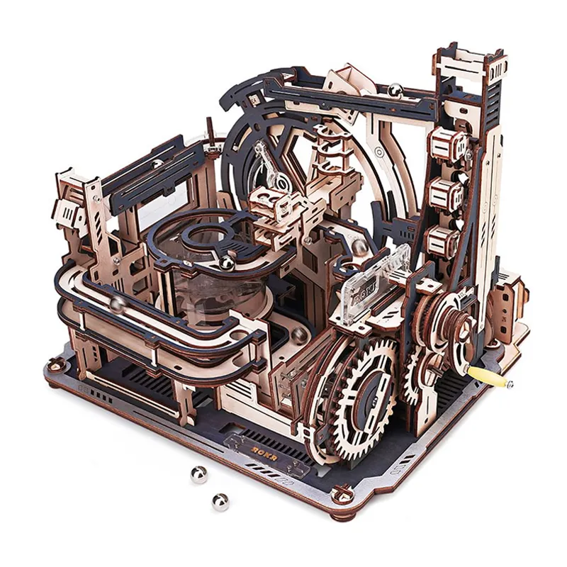 Robotime Rokr Bauspielzeug selbst bauen LGC01 Raumschiff Marmorlaufholz Holzhandwerk 3D-Hauffälligkeiten für Erwachsene