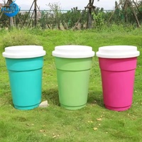 定制发光户外商店展示雕像巨型装饰咖啡杯奶茶造型装饰玻璃纤维雕塑