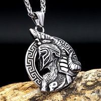 Yunnique – pendentif vintage en acier inoxydable, guerrier spartiate, dragon, design géométrique, bijoux à la mode pour hommes, chaînes cadeaux