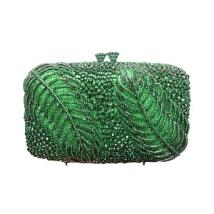 Women Temperament Crystal Evening <b>Bag</b> Bling Leaves Clutch Purse Vintage Elegant Handbag for Dinner Night Out - Product Image 2