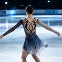 Costume de patinage artistique gris bleu dégradé avec strass, jupe en maille ajourée à dos ouvert pour filles et adultes, compétition de danse sur glace